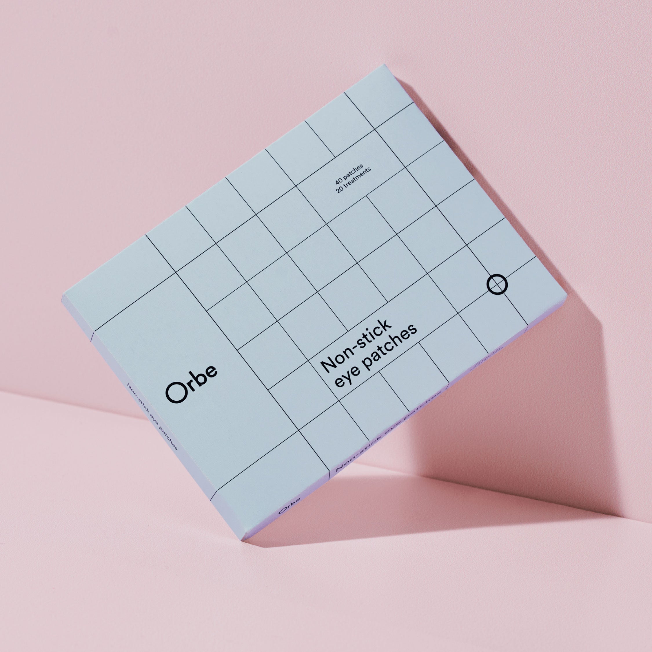 Orbe non-stick eye patches box for a premium treatment. Eye pads designed for a premium experience