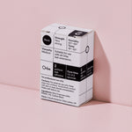 Orbe Perform 2 eyelash box back side revealing ingredients. A PureForm® adhesive